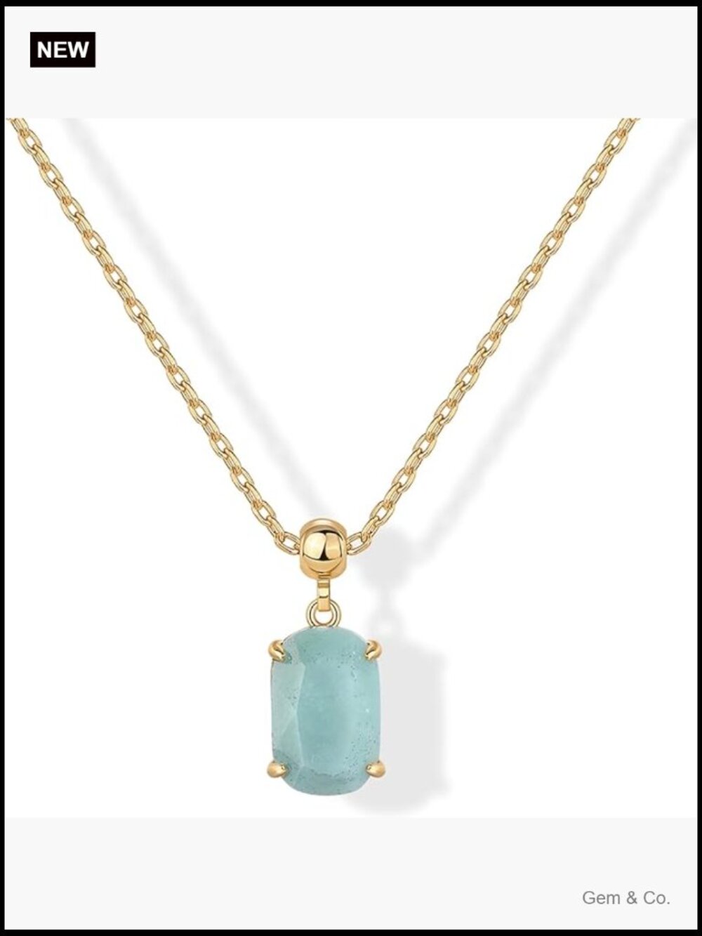 14K Gold Plated Gemstone Pendant Necklace with Adjustable Chain